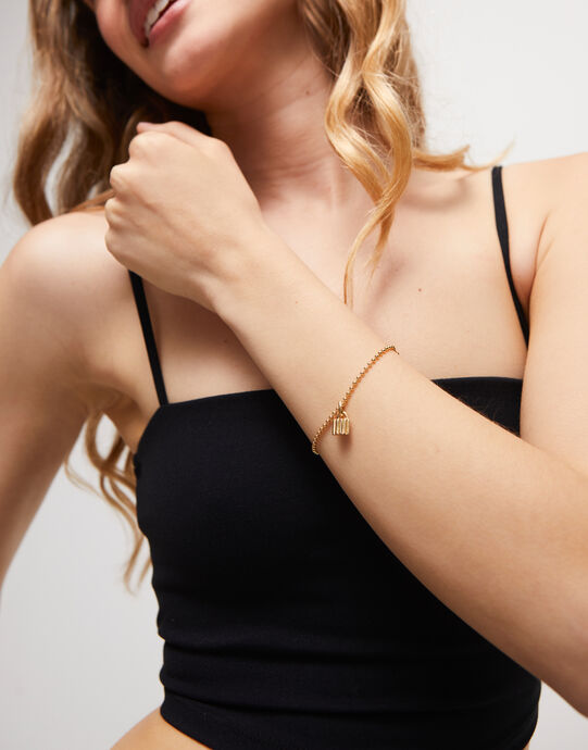 Charm con forma de candado, Dorado, large